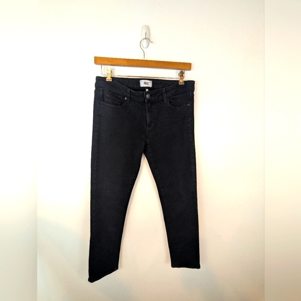 Paige Skyline Ankle Peg Jeans in Black, Sz 32